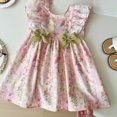 thumbnail image 6 of WOYY Girl Lace Ruffle Sleeveless Floral Dress Summer Bow Princess Dress, 6 of 8