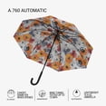 thumbnail image 2 of Knirps A.760 Curved Handle Rain Umbrella for Adults in Poppy – 42" Windproof Automatic Open Canopy, Ultra Lightweight Steel Aluminum Frame with Large Button, Rounded Tips, Polyester Case Included, 2 of 7