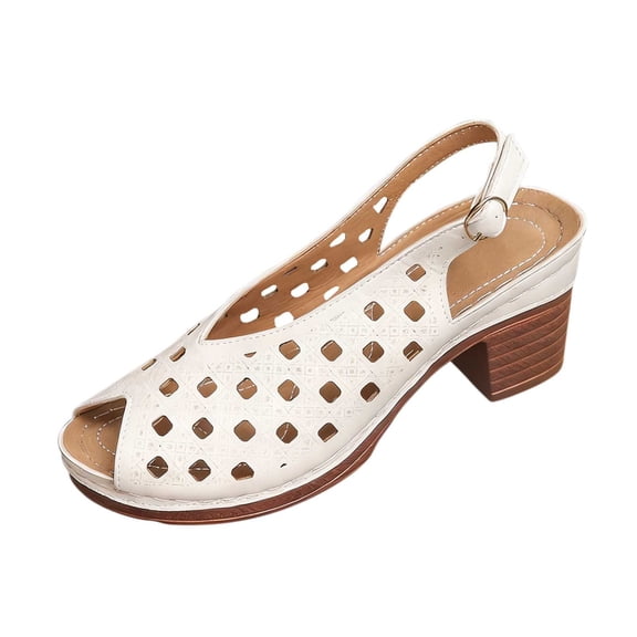 Xfvqtps Womens Clogs Slingback Block Heel Cutout Breathable Hollow out Peep Toe Casual Sandals