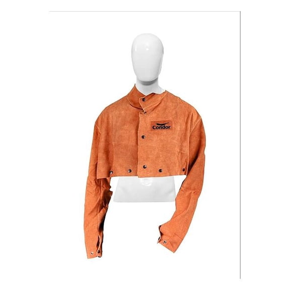 Condor Welding Cape Sleeve, Leather, 13 in Length, Brown, Straight Cuff 5T176