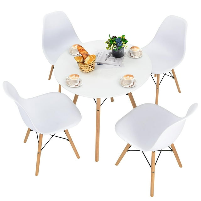 Giantex 5 PCS Dining Table Set, Furniture Set w/Solid Wood Legs, Suitable for Kitchen, Living Room