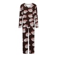 thumbnail image 5 of Puntoco Pijama para mujer, conjunto de pijama informal con cuello en V y pantalones largos con estampado navideño, 5 of 5