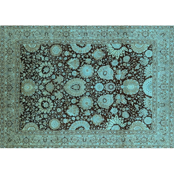 Ahgly Company Indoor Rectangle Oriental Light Blue Industrial Area Rugs, 4' x 6'