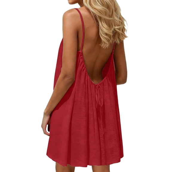 Admvng Women's Mini Dresses Sleeveless Round Neck Sleepshirts Stretchy Casual Dress