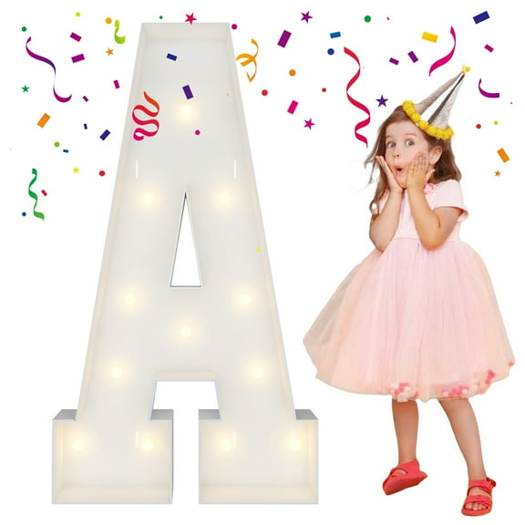 4FT Marquee Light Up Letters, Large Marquee Letters, Mosaic Balloon Frame Letters Big Letters For Engagement Wedding Decorations Birthday Party Backdrop Decor, Balloon Arch Kit Letter A