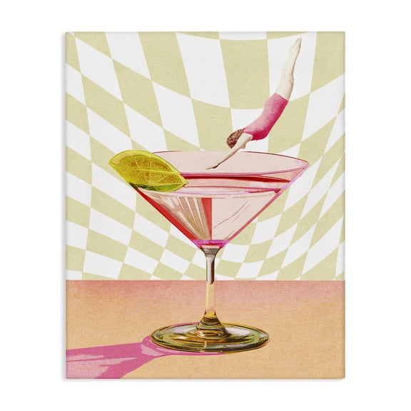 Stupell Industries Diving into Cocktail Food & Beverage Painting Wrapped Canvas Art Print Wall Art, 16 x 20