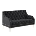 thumbnail image 6 of Euroco 55.5" Classic Sofa with Button Tufted Back, Plush Upholstered Sofa with Metal Legs, Black, 6 of 9