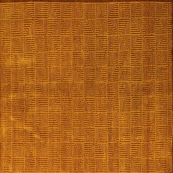 Ahgly Company Indoor Square Abstract Yellow Modern Area Rugs, 5' Square