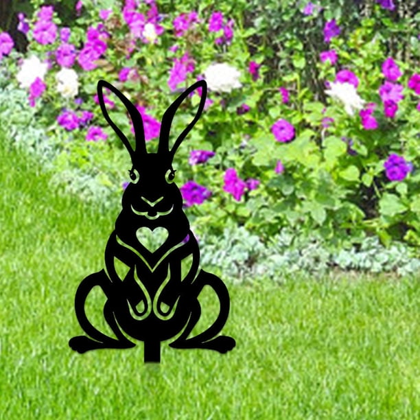 Estaca de silueta de comedor de acrílico, letreros de jardín de Pascua, decorativos para exterior, patio trasero Estilo B shamjiam estacas de conejo