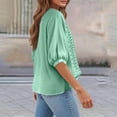 thumbnail image 7 of DENGDENG Embroidered Cotton Linen Tops for Women 3/4 Sleeve Summer Boho Peasant Gauze Blouses Dressy Casual Bohemian Shirts, #03 Light Green M, 7 of 7