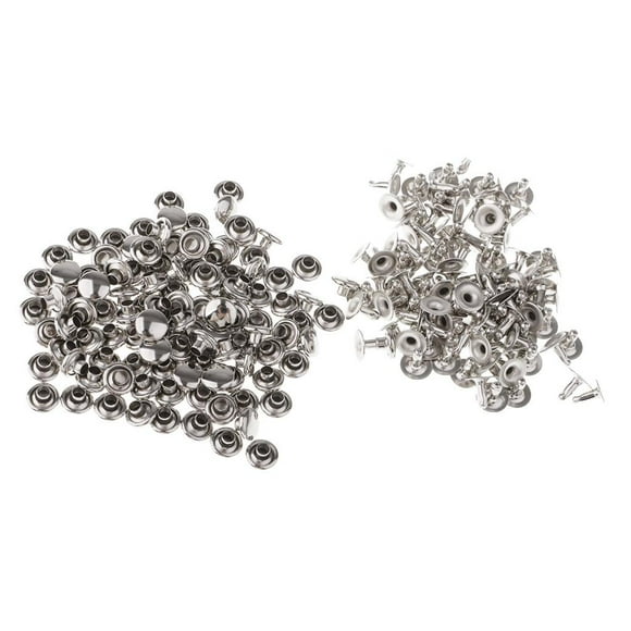 100 juegos de remaches planos circulares de metal de 6 mm, 8 mm, 9 mm y 10 mm para manualidades de cuero. 6x4 mm 6x5mm