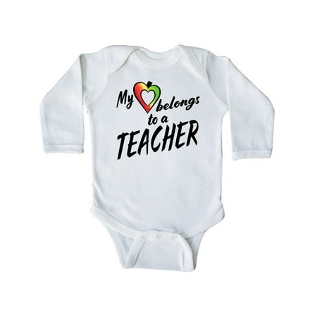 

Inktastic My Heart Belongs to a Teacher Gift Baby Boy or Baby Girl Long Sleeve Bodysuit