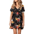 thumbnail image 1 of Vestido de playa para mujer, Mini vestidos de manga corta con estampado de colores hawaianos y volantes, vestido veraniego holgado y fluido Fridja qw5256, 1 of 4