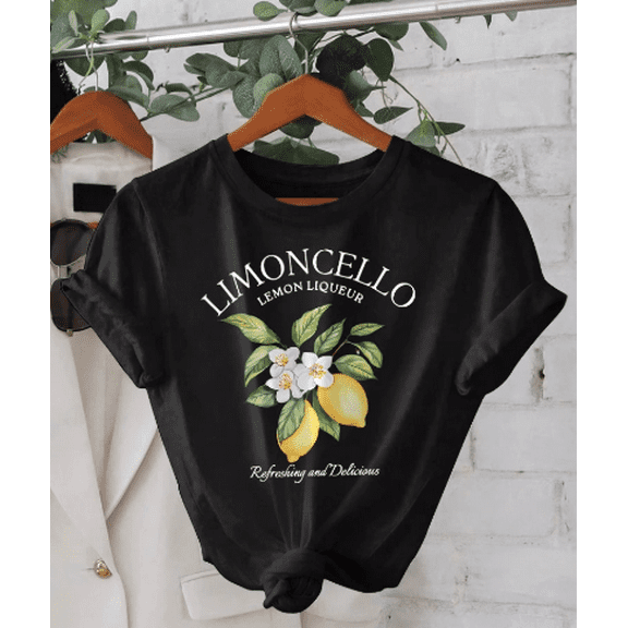 Funny Vibrant Lemon Print Short Sleeve Crew Neck T-Shirt - Women's Casual Summer & Spring Top - Breathable, Soft, and Comfortable Clothing for Ladies