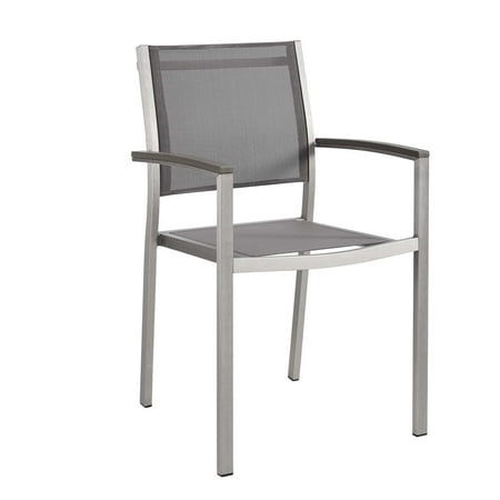 Uk Modern Garden Furniture Modern Contemporary Urban Design Outdoor Patio Balcony Garden Furniture Side Dining Chair, Aluminum Metal Steel, Grey Gray ()