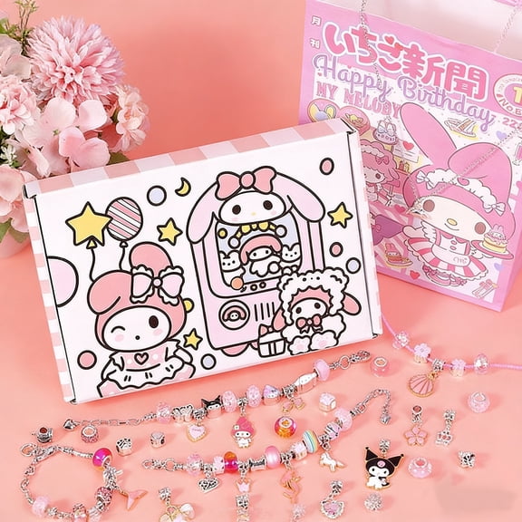Melody DIY Bracelet Making Set, Jewelry Making Set, With Pink Beaded Material Craft Birthday Gift Souvenir, Suitable for Girls