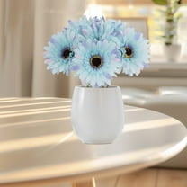 Blukids 6 Pcs Artificial Gerbera Daisies Flowers Fake Daisy Faux Flowers Bouquet 10 Inch for Wedding Bridal Bouquet Party Home Kitchen Decoration(Blue)