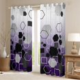 thumbnail image 2 of Erosebridal Gold Minimalist Hexagon Square Blackout Curtains Set of 2 (52x84 Each) For Teens,Boys Girls Geometric Honeycomb Window Curtains,Black Purple, 2 of 6