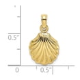thumbnail image 3 of Auriga 10K Yellow Gold 2-D Polished Scallop Shell Charm for Women (L-18 mm,W-11.05 mm), 3 of 6