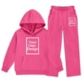 thumbnail image 5 of DJDLJWCJ 2 Piece Girls Outfit Set Long Sleeve Hoodie and Elastic Waist Wide Leg Pants Set Hot Pink Size 5T, 5 of 7