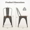 thumbnail image 3 of Gymax Tolix Style Metal Dining Chairs Set of 4 w/ Wood Seat & Removable Backrest Gun Color, 3 of 9