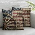 thumbnail image 3 of Orinice  Western Throw Pillow Cushion Cover, Antique Cart Carriage Wheels American Flag in Retro Vintage Colors New World Print, Decorative Square Accent Pillow Case,  22x22in, 3 of 5
