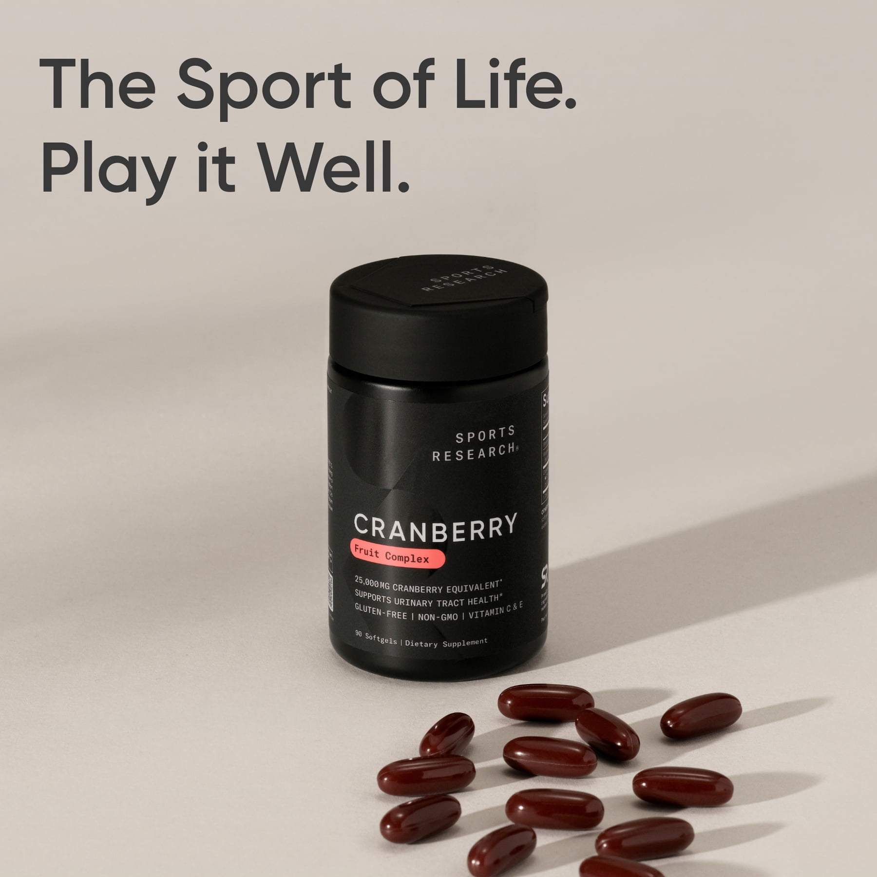 Cranberry Fruit Complex Supplement with Pacran & Vitamins C & E - 90 Softgels