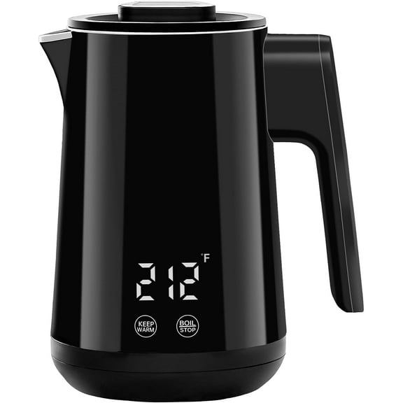 ® 850ml Small Electric Kettle Temperature Control,800W Double Wall Electric Tea Kettle of 304 Stainless Steel,5 Temp Presets,Hot Water Kettle Electric,Auto Shut Off for Tea and Coffee-Black