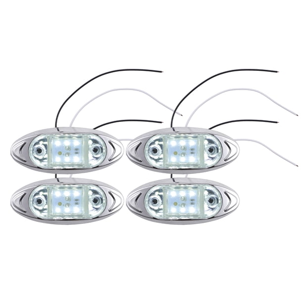 Unique Bargains 4 luces de marcador de remolque de 1,85 pulgadas con bisel cromado lámpara de luz de marcador lateral ovalada para RV camión barco blanco