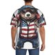 thumbnail image 3 of Balery Patriotic Boxing Bear Art Camisa Casual de Manga Corta con Botones para Hombre, Texturizada, Estilo Cubano, para Playa, Verano-3X-Large, 3 of 5