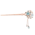 thumbnail image 4 of unbranded Chinese Style Sky-Blue Hair Chopstick with Decorative Flower and Pendant for Elegant Looks, 4 of 4