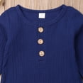thumbnail image 3 of ITFABS Baby Romper,Solid Color Ribbed Button-Down Long Sleeve Round Neck Romper, 3 of 5