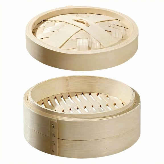 ACDANC 2Pcs Bamboo Steamer,Handcrafted Bamboo Layers Dumpling Steamer,Stable Structural Support Steamer Basket for Pot,11.8in