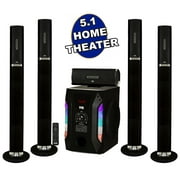 Acoustic Audio AAT1002 Bluetooth Tower 5.1 Home Theater Speaker System with 8" Powered Subwoofer