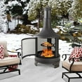 thumbnail image 2 of Costway Foyer Extérieur 30 Pouces Chiminea 2 en 1 Cheminée en Métal à Bois avec Grill, 2 of 10
