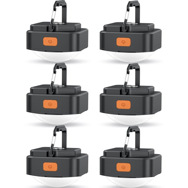 Linterna de Camping Recargable FLY2SKY 6Pcs 510 Lúmenes Negra