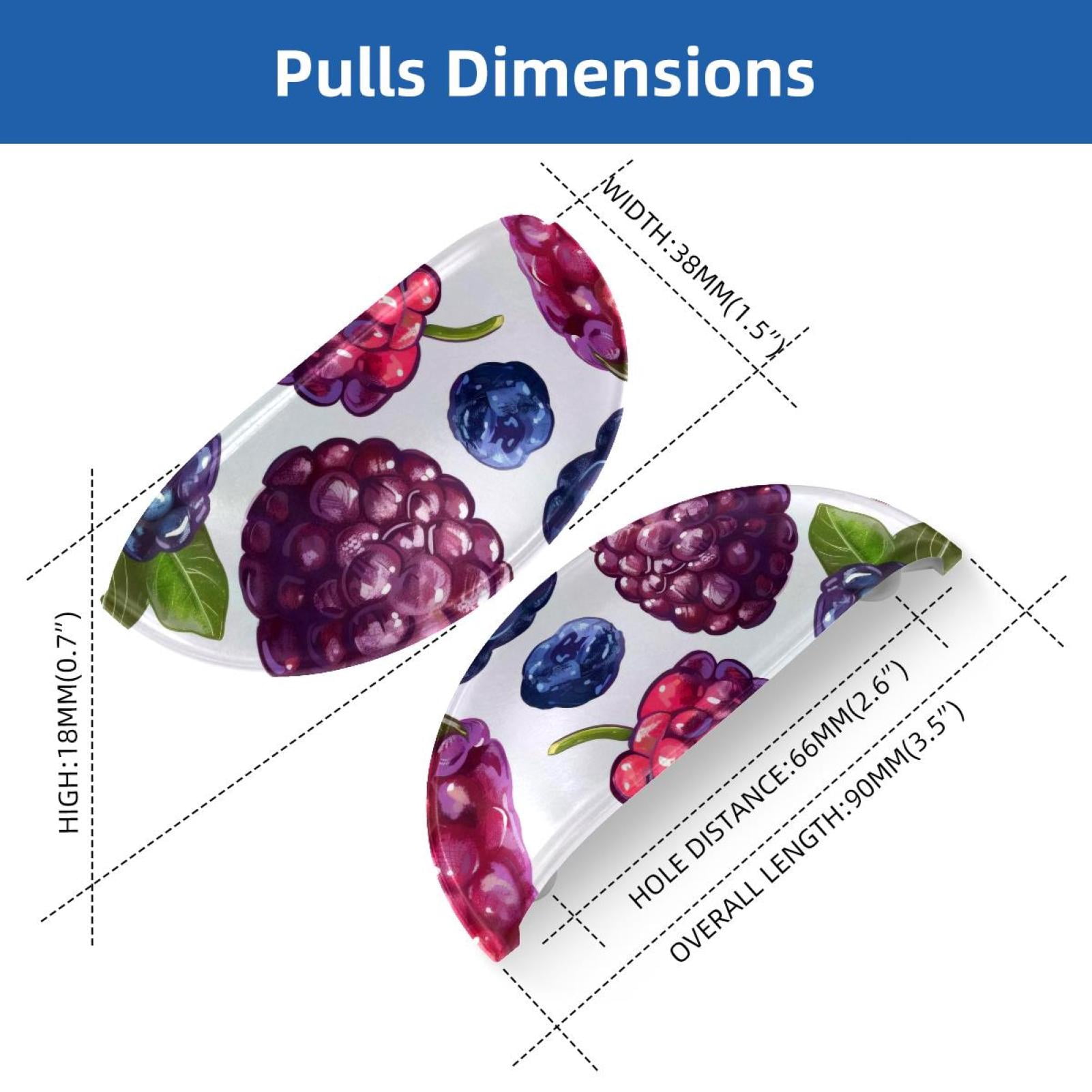 PhooArto 6 Pcs Cup Drawer Pulls, Fruits Blueberry Raspberry Shell Shape Handles Cabinet Knobs for Dresser Cupboard Closet Wardrobe with Screws