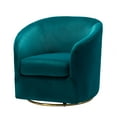 thumbnail image 6 of Velvet Swivel Barrel Chair Wood Frame Metal Base Upholstered Club Accent Armchair Teal, 6 of 6