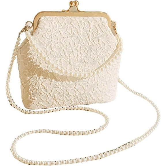 Ladies Pearl Clutch Bag Handbag Pearl Chain Crossbody Elegant Evening Clutch Bag