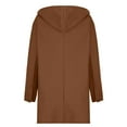 thumbnail image 6 of 2024 Winter Hooded Wool Pea Coat for Women Mid Long Loose Single Breasted Overcoat Casual Outerwear with Pockets, 6 of 6