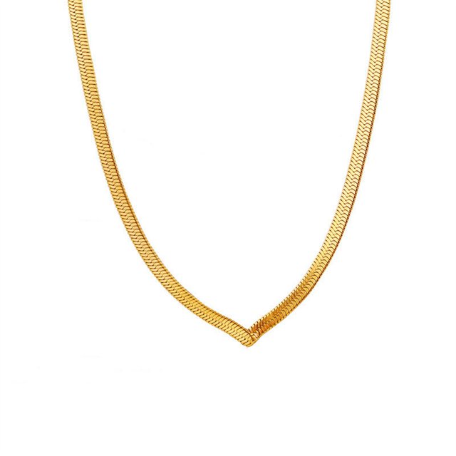 Collar corto exquisito chapado en oro para mujer, collar serpiente en V para mujer
