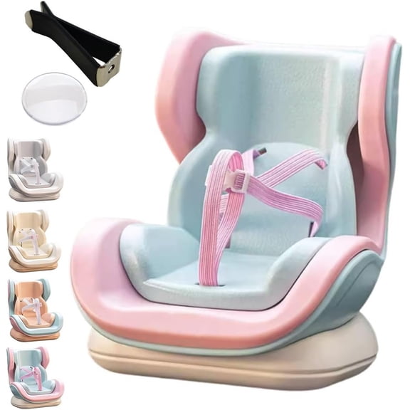 Hamster Car Seat with Adjustable Leash, Magnetic Base & Vent Clip for Secure Travel, Small Animal Safety Carrier Car Vent Holder with Secure Buckle for Guinea Pigs Mice Gerbils in Vehicle(Beige)