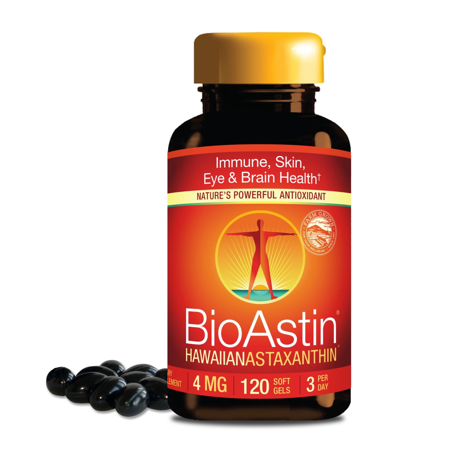 Nutrex Hawaii BioAstin Hawaiian Astaxanthin - Antioxidant Support for Skin and Immune Health - First-Class Microalgae Grown in Kona, Hawaii - Non-GMO and Gluten-Free- 4mg Dosage, 120 Softgels