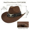 thumbnail image 4 of WoWstyle Brown Cowboy Hat & Bandana Set for Men Women, Fashion Western Cowboy Hat Wide Brim Fedora Hat with Buckle Belt Valentine's Day, 4 of 11