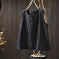 thumbnail image 4 of Women's Cotton Linen Sleeveless Camisole Tank Top With Pocket Black XL, 4 of 4