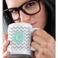 thumbnail image 2 of 3drose, Letter C Grey and White Chevron with Mint Monogram Personal Initial C, 11oz Magic Transforming Mug, 2 of 7