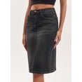 thumbnail image 2 of DARING DIVA Women's Slit Stretch Below Knee Length Denim Skirts Small Black, 2 of 7