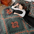 thumbnail image 4 of jejeloiu Green Orange Rhombus 7-Piece Bedding Comforter Set,Boho Exotic Geometric King Bedding Sets,Rustic Aztec Triangle Bed Sheets For Adults,Super Cozy Room Decor Reversible, 4 of 8