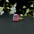 thumbnail image 4 of Rosec Jewels Lab Grown Pink Sapphire Emerald Cut Ring (9 Ct - 10X14 mm - AAAA Grade Certified) - Cocktail Ring with Jewelry Box, 10K Yellow Gold, US 11.00, 4 of 8
