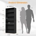 thumbnail image 2 of Large Bookcase, 5-Tier 63 Inch Tall Industrial Storage Wall Shelf, Display Shelf for Living room, Bedroom, Black, 2 of 6